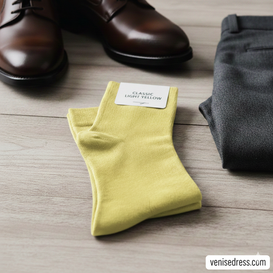 🍷 Chaussettes Classiques Homme – jaune la paire