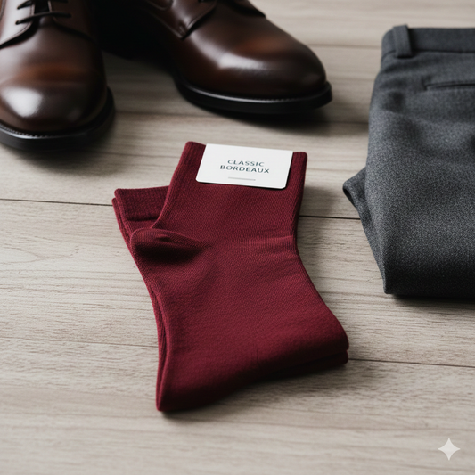 🍷 Chaussettes Classiques Homme – Rouge Bordeaux Élégant