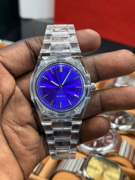 Montre arabia transparent Blue Crystal