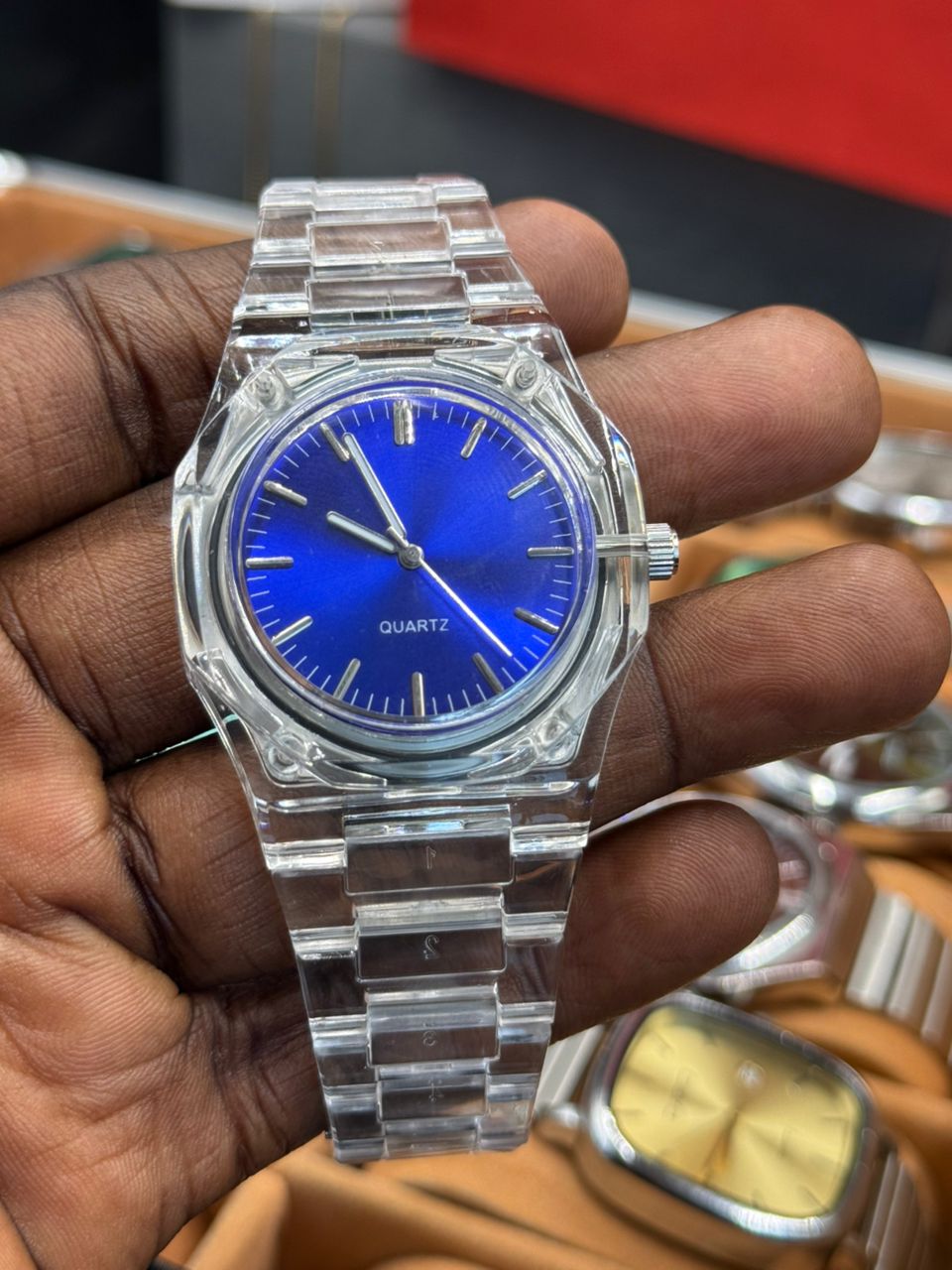 Montre squelette all blue mixte