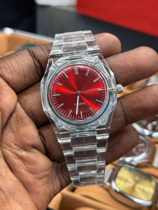 Montre squelette all red